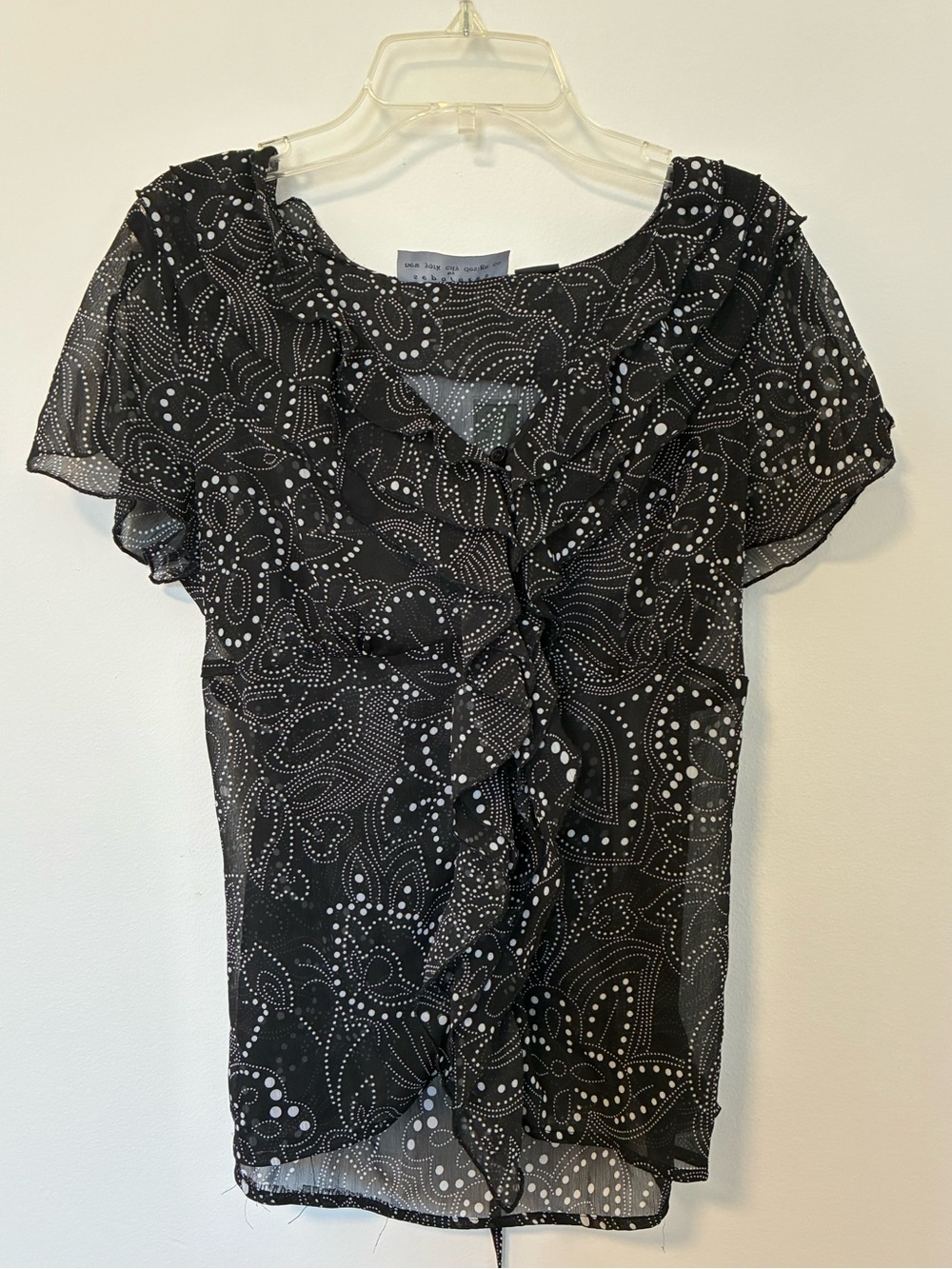 Y2K ruffle babydoll tie back blouse with paisley print